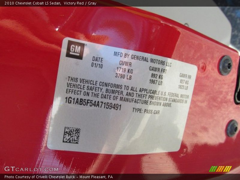 Victory Red / Gray 2010 Chevrolet Cobalt LS Sedan