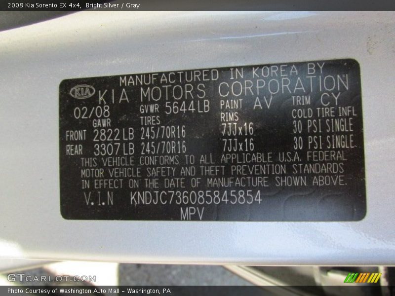 Bright Silver / Gray 2008 Kia Sorento EX 4x4