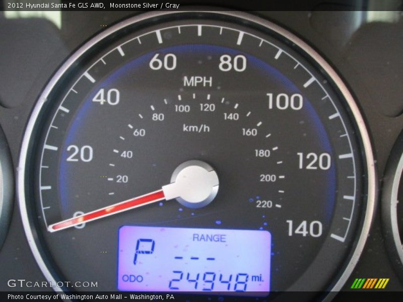 Moonstone Silver / Gray 2012 Hyundai Santa Fe GLS AWD