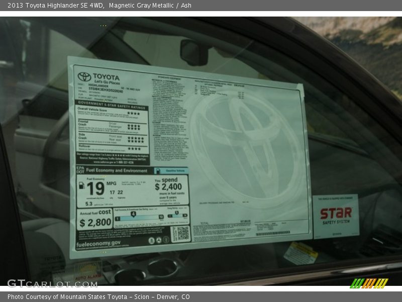 Magnetic Gray Metallic / Ash 2013 Toyota Highlander SE 4WD