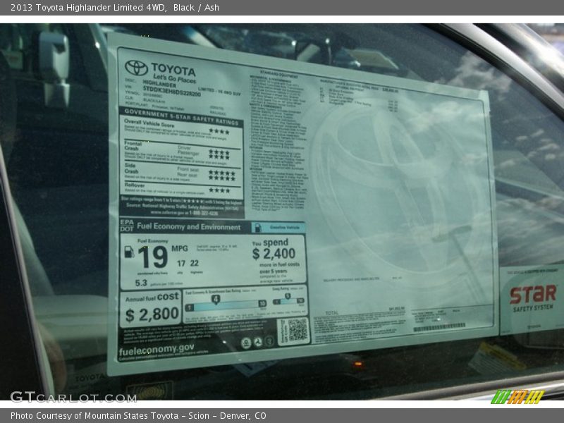 Black / Ash 2013 Toyota Highlander Limited 4WD