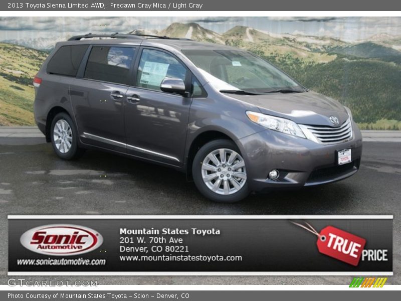 Predawn Gray Mica / Light Gray 2013 Toyota Sienna Limited AWD