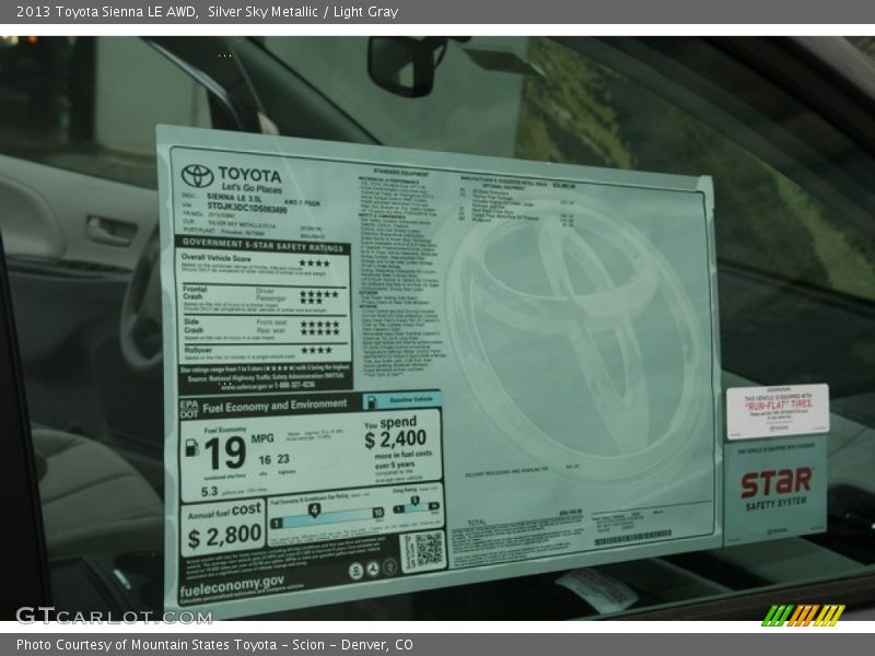 Silver Sky Metallic / Light Gray 2013 Toyota Sienna LE AWD