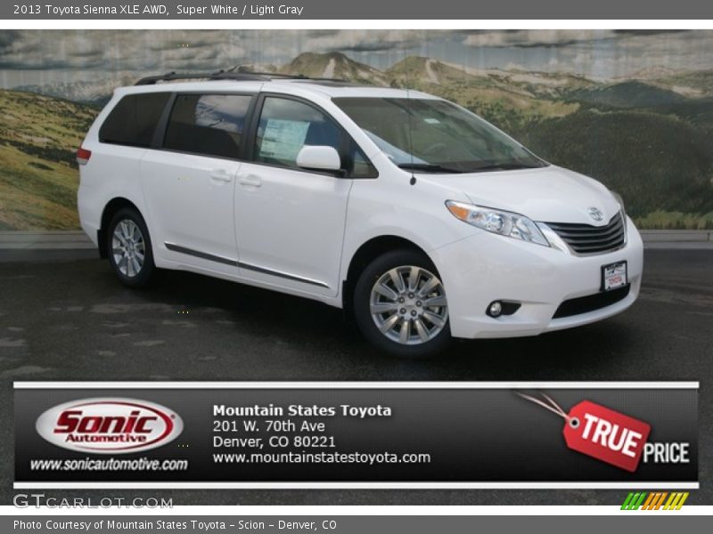 Super White / Light Gray 2013 Toyota Sienna XLE AWD
