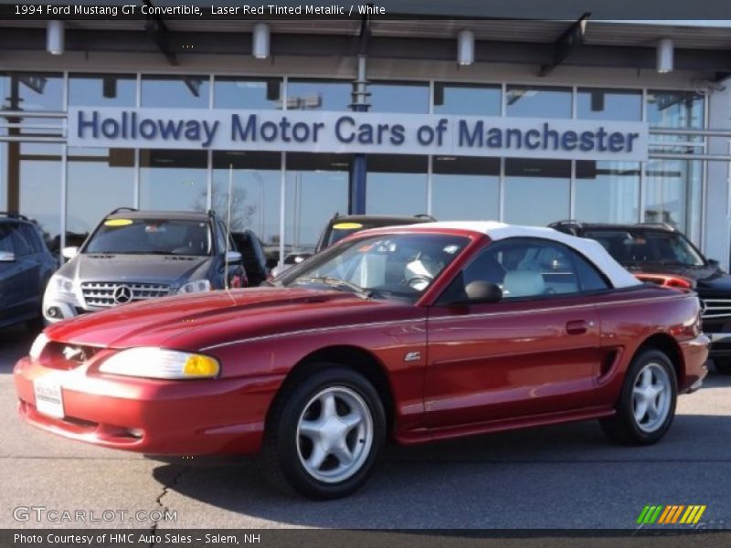 Laser Red Tinted Metallic / White 1994 Ford Mustang GT Convertible
