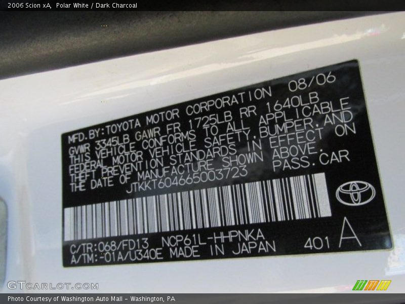 Polar White / Dark Charcoal 2006 Scion xA