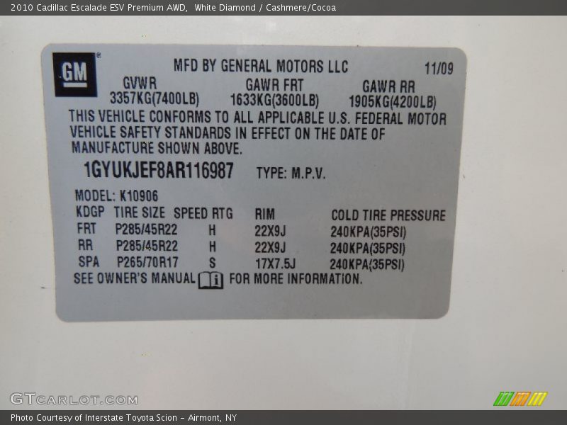 White Diamond / Cashmere/Cocoa 2010 Cadillac Escalade ESV Premium AWD