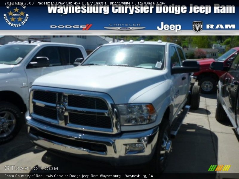 Bright White / Black/Diesel Gray 2013 Ram 3500 Tradesman Crew Cab 4x4 Dually Chassis