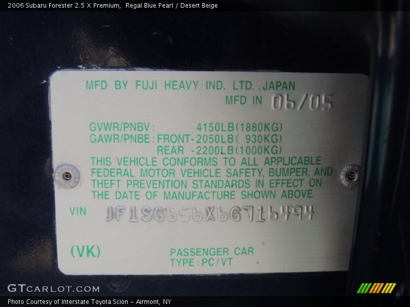 Regal Blue Pearl / Desert Beige 2006 Subaru Forester 2.5 X Premium