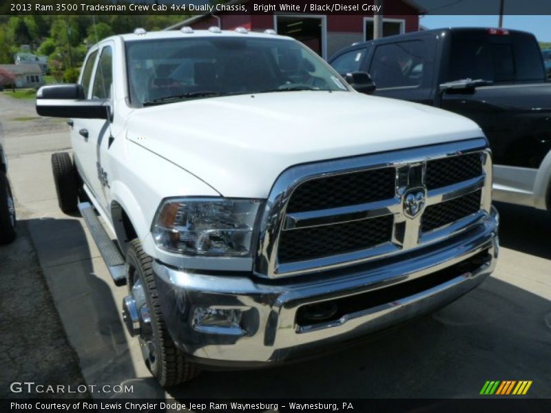 Bright White / Black/Diesel Gray 2013 Ram 3500 Tradesman Crew Cab 4x4 Dually Chassis