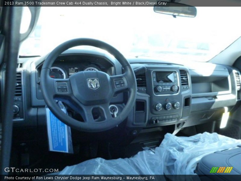 Bright White / Black/Diesel Gray 2013 Ram 3500 Tradesman Crew Cab 4x4 Dually Chassis