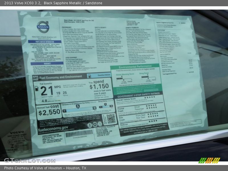 Black Sapphire Metallic / Sandstone 2013 Volvo XC60 3.2