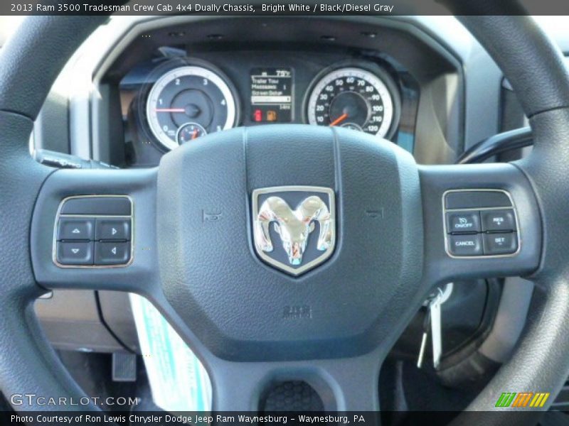 Bright White / Black/Diesel Gray 2013 Ram 3500 Tradesman Crew Cab 4x4 Dually Chassis