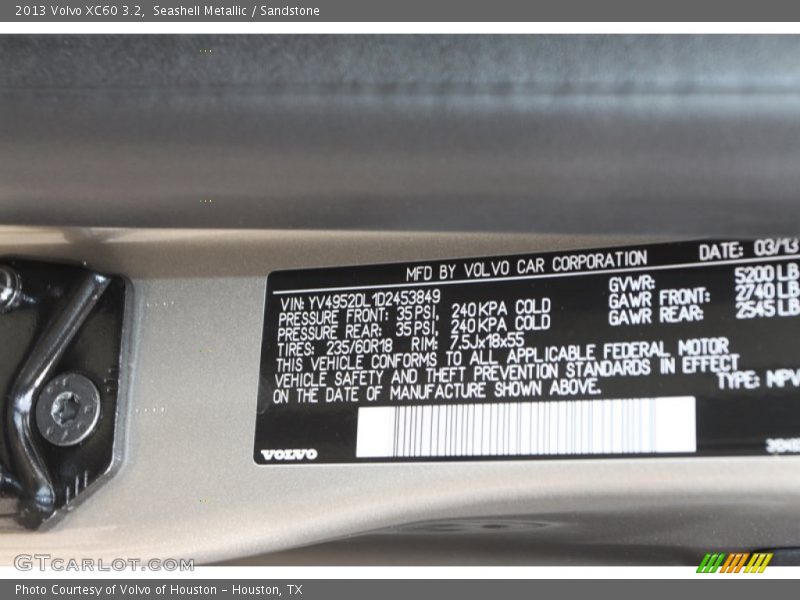 Seashell Metallic / Sandstone 2013 Volvo XC60 3.2