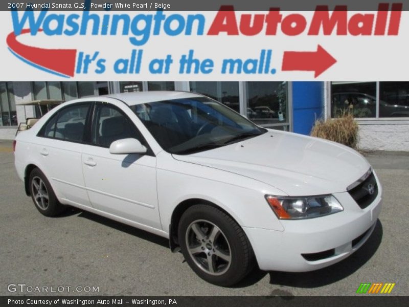 Powder White Pearl / Beige 2007 Hyundai Sonata GLS