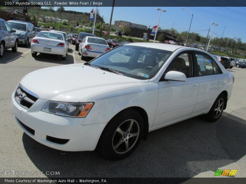 Powder White Pearl / Beige 2007 Hyundai Sonata GLS