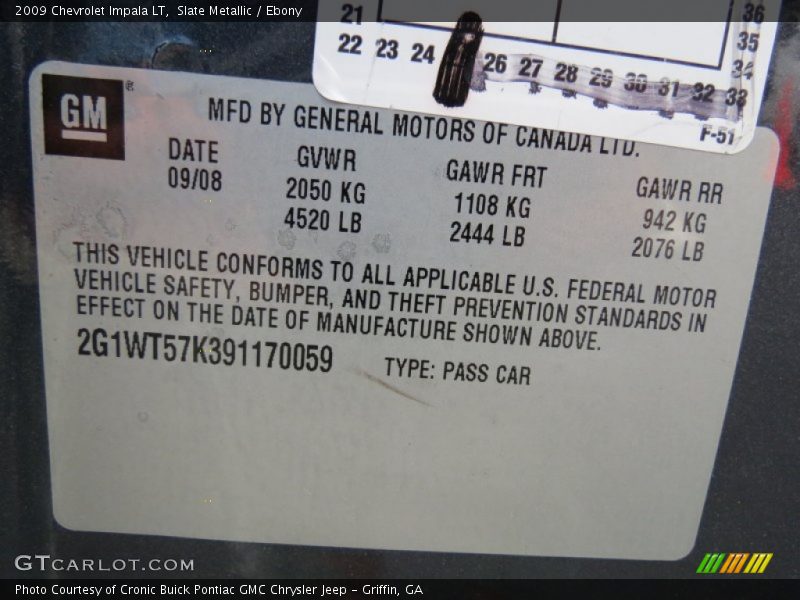 Slate Metallic / Ebony 2009 Chevrolet Impala LT