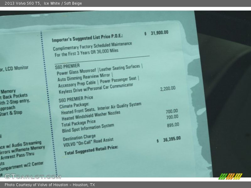 Ice White / Soft Beige 2013 Volvo S60 T5