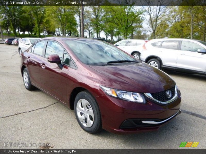 Crimson Red Pearl / Beige 2013 Honda Civic LX Sedan