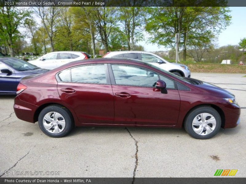 Crimson Red Pearl / Beige 2013 Honda Civic LX Sedan