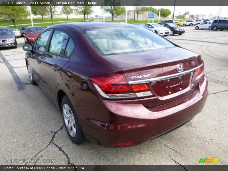 Crimson Red Pearl / Beige 2013 Honda Civic LX Sedan