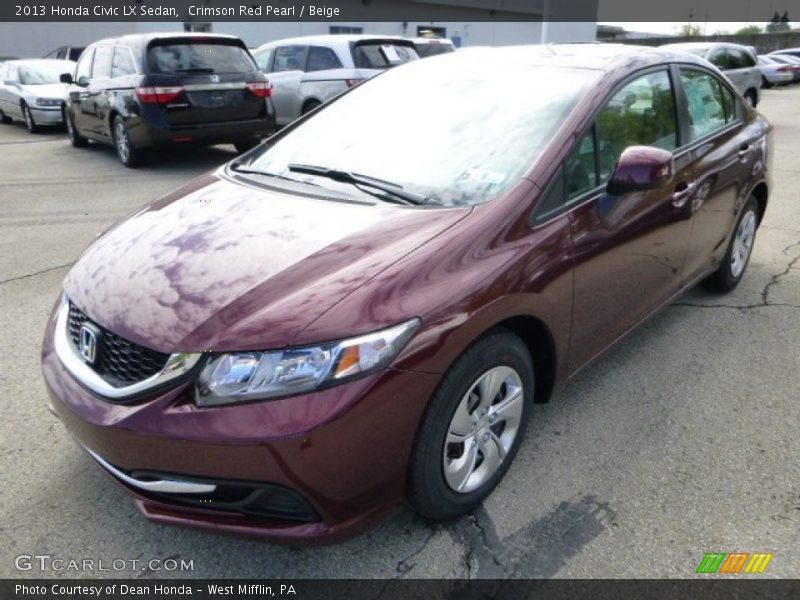 Crimson Red Pearl / Beige 2013 Honda Civic LX Sedan