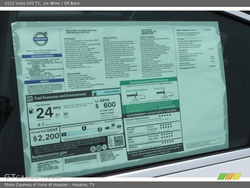 Ice White / Off Black 2013 Volvo S60 T5