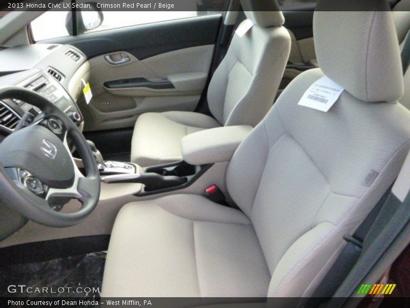 Crimson Red Pearl / Beige 2013 Honda Civic LX Sedan
