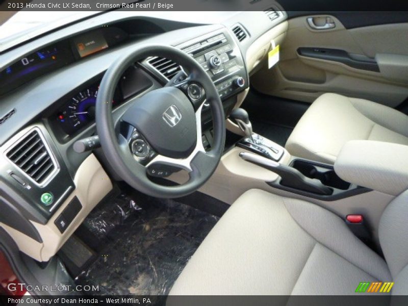 Crimson Red Pearl / Beige 2013 Honda Civic LX Sedan