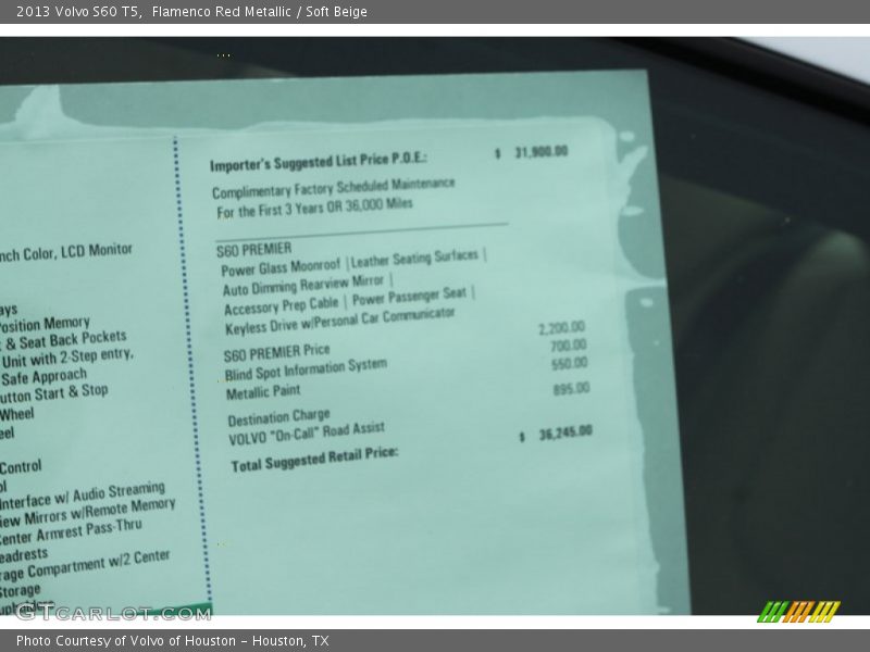 Flamenco Red Metallic / Soft Beige 2013 Volvo S60 T5