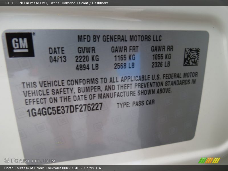 White Diamond Tricoat / Cashmere 2013 Buick LaCrosse FWD