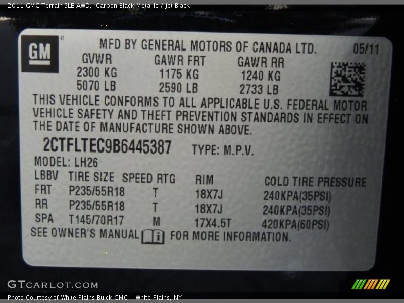 Carbon Black Metallic / Jet Black 2011 GMC Terrain SLE AWD