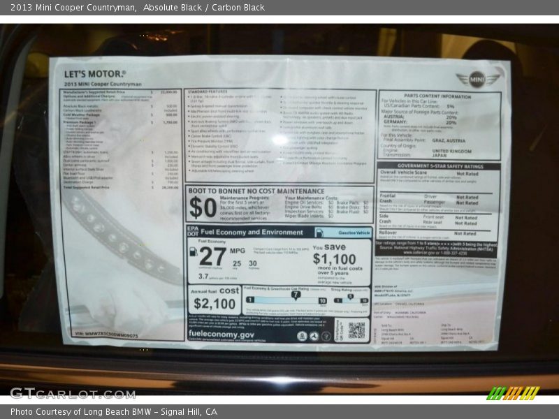 Absolute Black / Carbon Black 2013 Mini Cooper Countryman