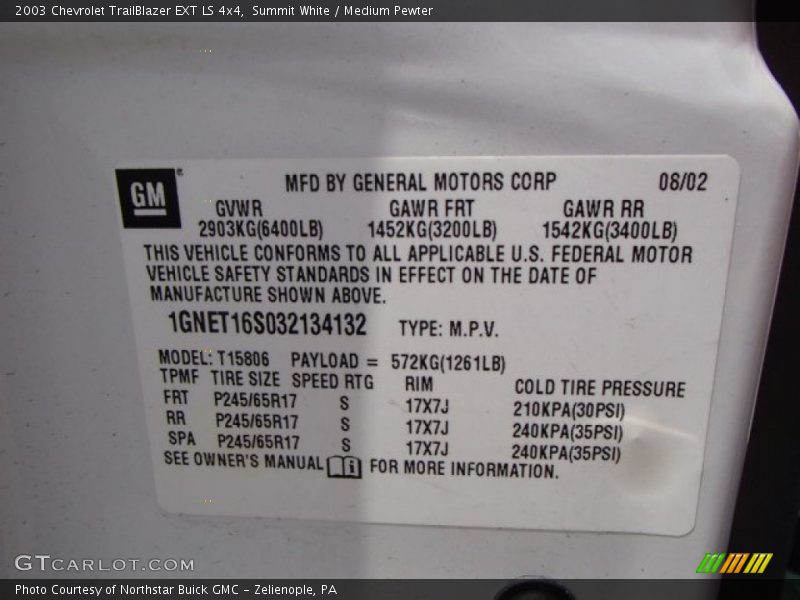 Summit White / Medium Pewter 2003 Chevrolet TrailBlazer EXT LS 4x4