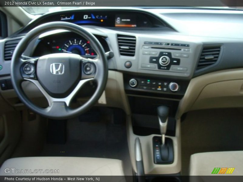 Crimson Pearl / Beige 2012 Honda Civic LX Sedan