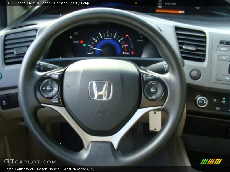 Crimson Pearl / Beige 2012 Honda Civic LX Sedan