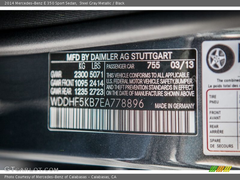 2014 E 350 Sport Sedan Steel Gray Metallic Color Code 755