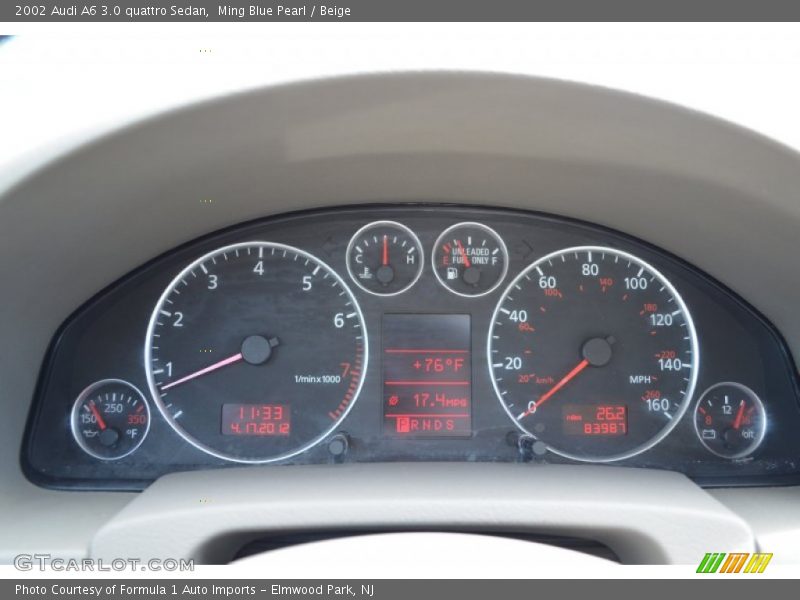 Ming Blue Pearl / Beige 2002 Audi A6 3.0 quattro Sedan