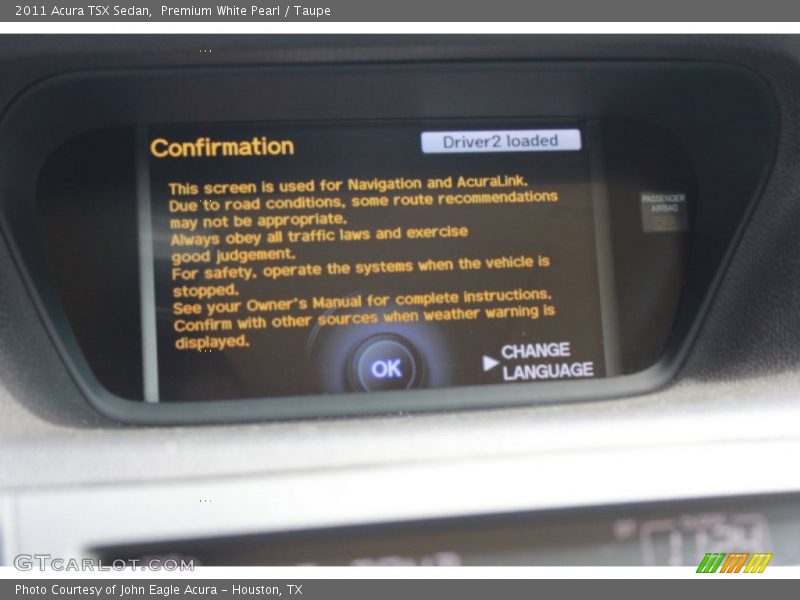 Premium White Pearl / Taupe 2011 Acura TSX Sedan