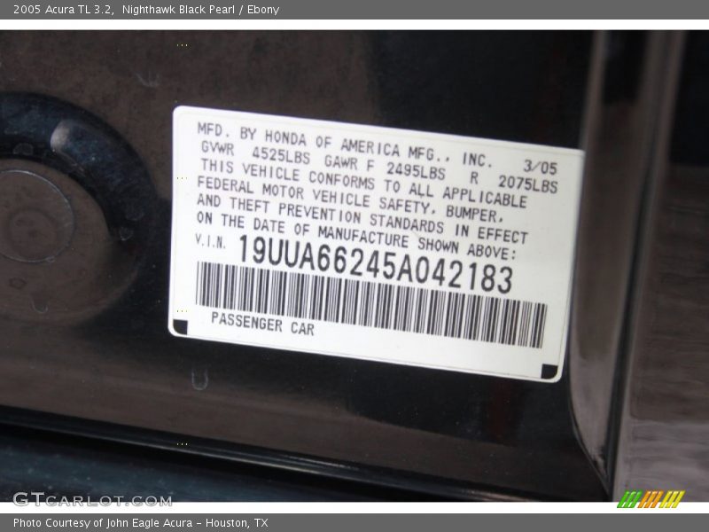 Nighthawk Black Pearl / Ebony 2005 Acura TL 3.2