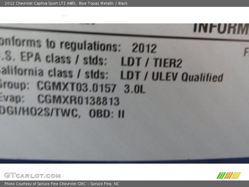 Blue Topaz Metallic / Black 2012 Chevrolet Captiva Sport LTZ AWD