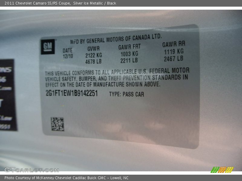 Silver Ice Metallic / Black 2011 Chevrolet Camaro SS/RS Coupe