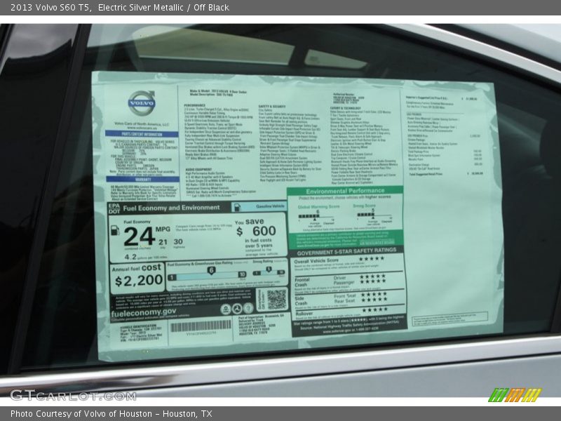 Electric Silver Metallic / Off Black 2013 Volvo S60 T5