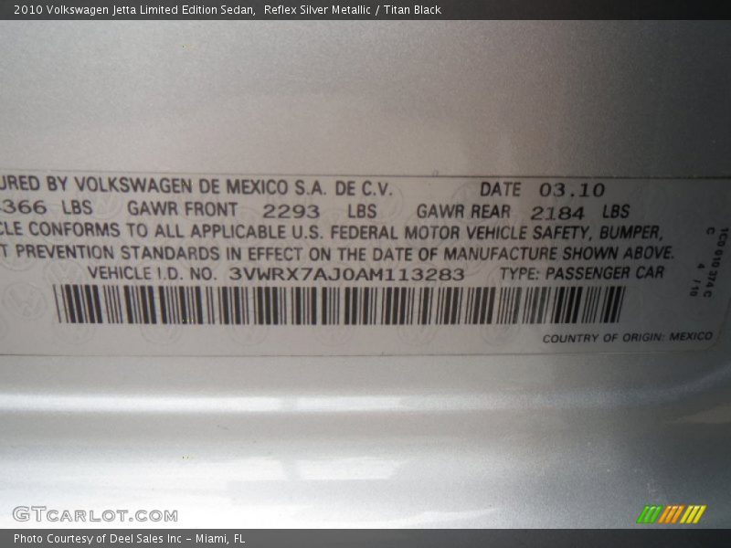 Reflex Silver Metallic / Titan Black 2010 Volkswagen Jetta Limited Edition Sedan