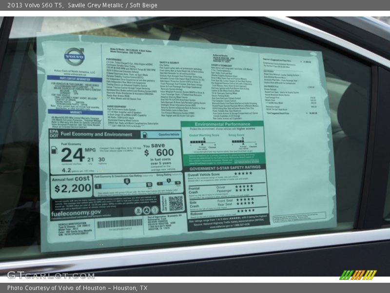Saville Grey Metallic / Soft Beige 2013 Volvo S60 T5