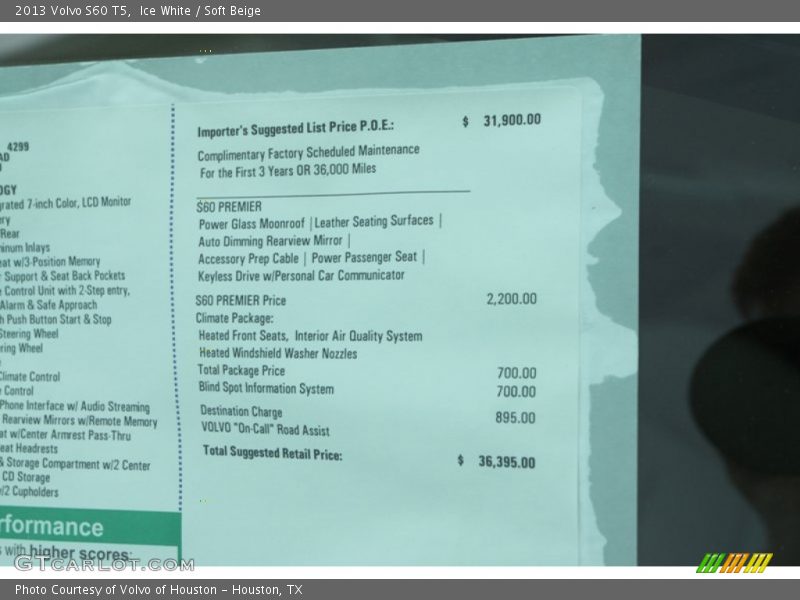 Ice White / Soft Beige 2013 Volvo S60 T5