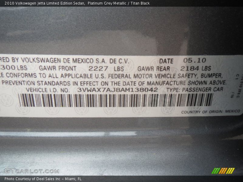 Platinum Grey Metallic / Titan Black 2010 Volkswagen Jetta Limited Edition Sedan
