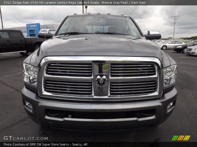 Mineral Gray Pearl / Dark Slate 2012 Dodge Ram 3500 HD Laramie Limited Mega Cab 4x4 Dually
