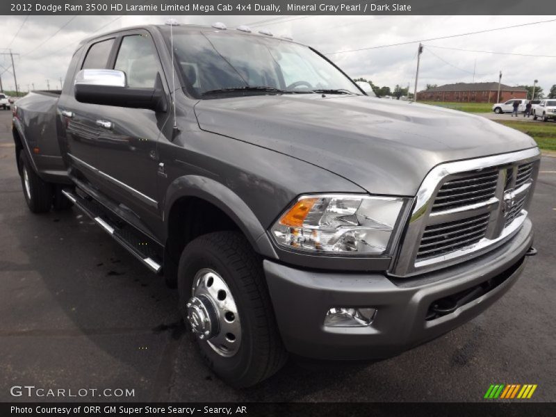 Mineral Gray Pearl / Dark Slate 2012 Dodge Ram 3500 HD Laramie Limited Mega Cab 4x4 Dually
