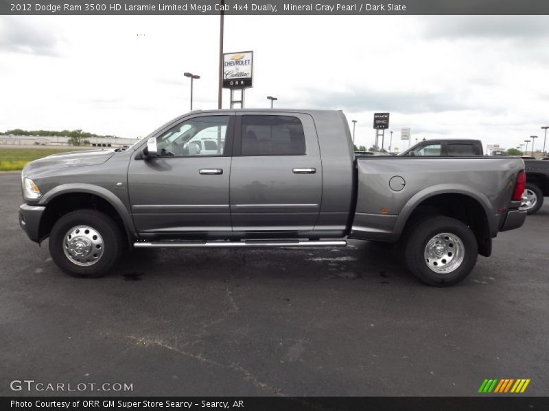 Mineral Gray Pearl / Dark Slate 2012 Dodge Ram 3500 HD Laramie Limited Mega Cab 4x4 Dually